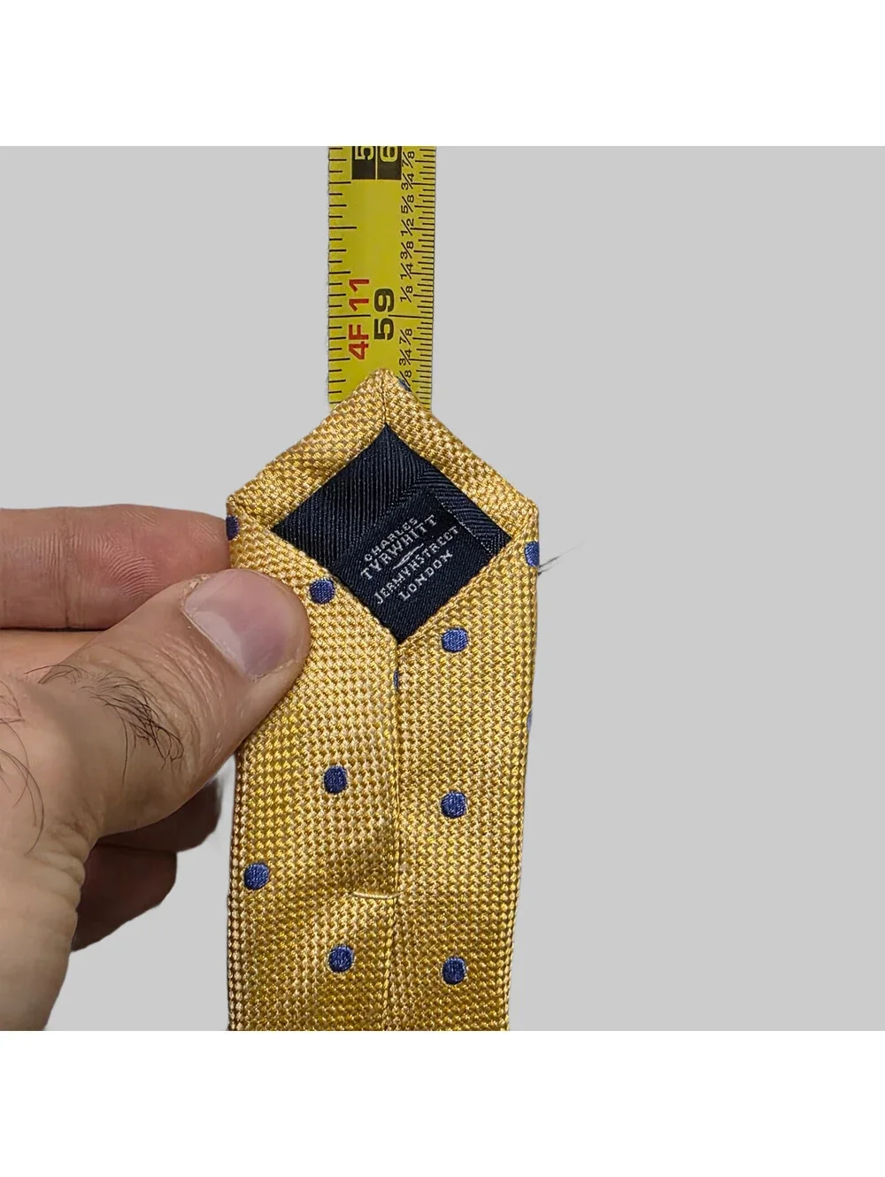 Charles Tyrwhitt Silk Necktie Granadine Polka dots  Yellow Woven Tie 59 x 3.5